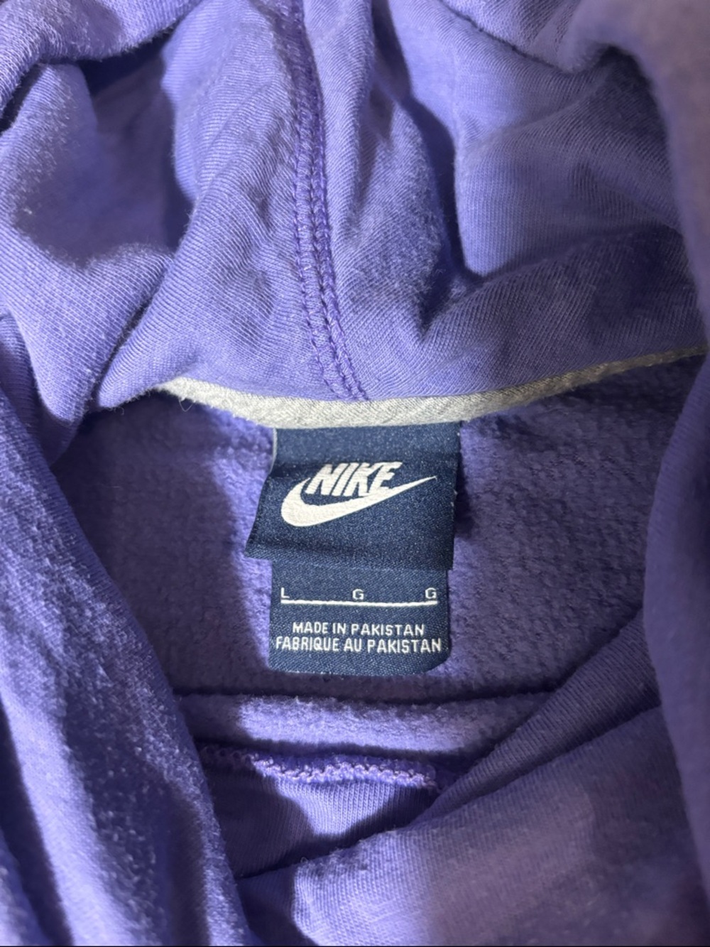 Nike Violet Purple Funnel Neck Pullover Hoodie Sweatshirt Black Swoosh - Picture 4 of 11